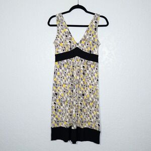 Diane Von Furstenberg Black‎ & Yellow Ophelia Silk Mini Dress Size 4